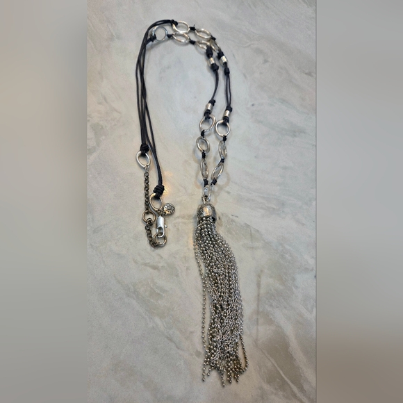 Tassel Silvertone  Long Necklace - Picture 3 of 9